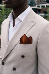 Pañuelo de bolsillo de tweed marrón para hombre