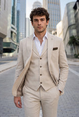 Pañuelo de bolsillo de tweed marrón para hombre