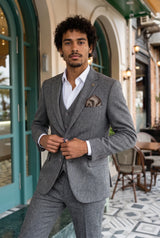 Pañuelo de bolsillo para hombre de mezcla de lana y tweed marrón.