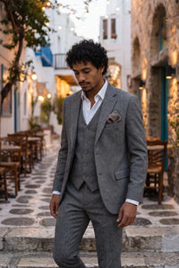 Pañuelo de bolsillo para hombre de mezcla de lana y tweed marrón.