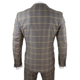 Traje de tres piezas para hombre, marrón con cuadros azules - Paul Andrew Kenneth