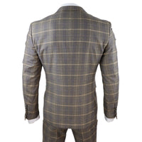 Traje de tres piezas para hombre, marrón con cuadros azules - Paul Andrew Kenneth
