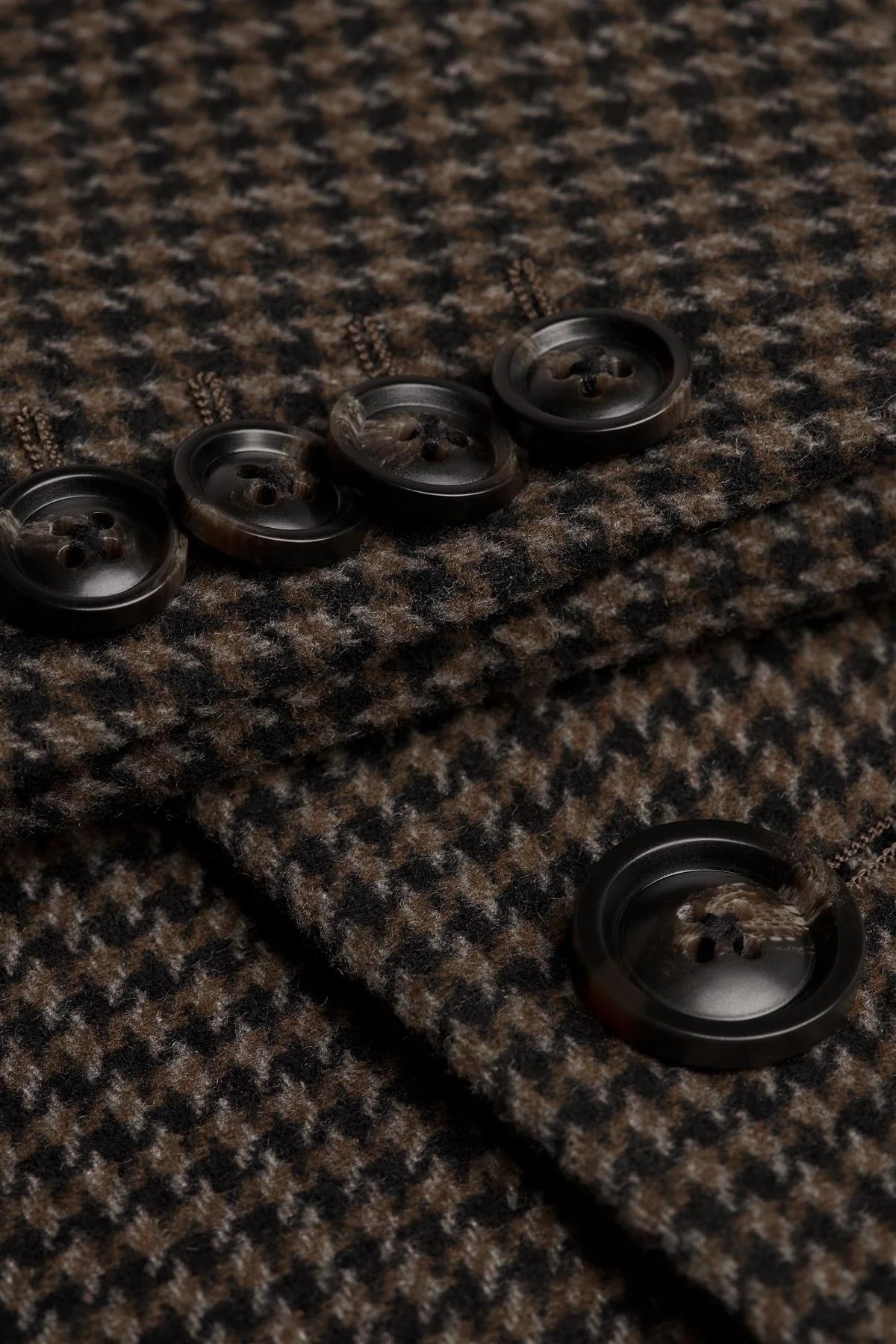 Abrigo de hombre de tweed con estampado de pata de gallo, mezcla de lana marrón