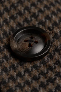 Abrigo de hombre de tweed con estampado de pata de gallo, mezcla de lana marrón