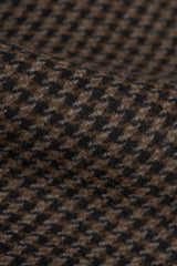 Abrigo de hombre de tweed con estampado de pata de gallo, mezcla de lana marrón