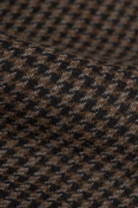 Abrigo de hombre de tweed con estampado de pata de gallo, mezcla de lana marrón