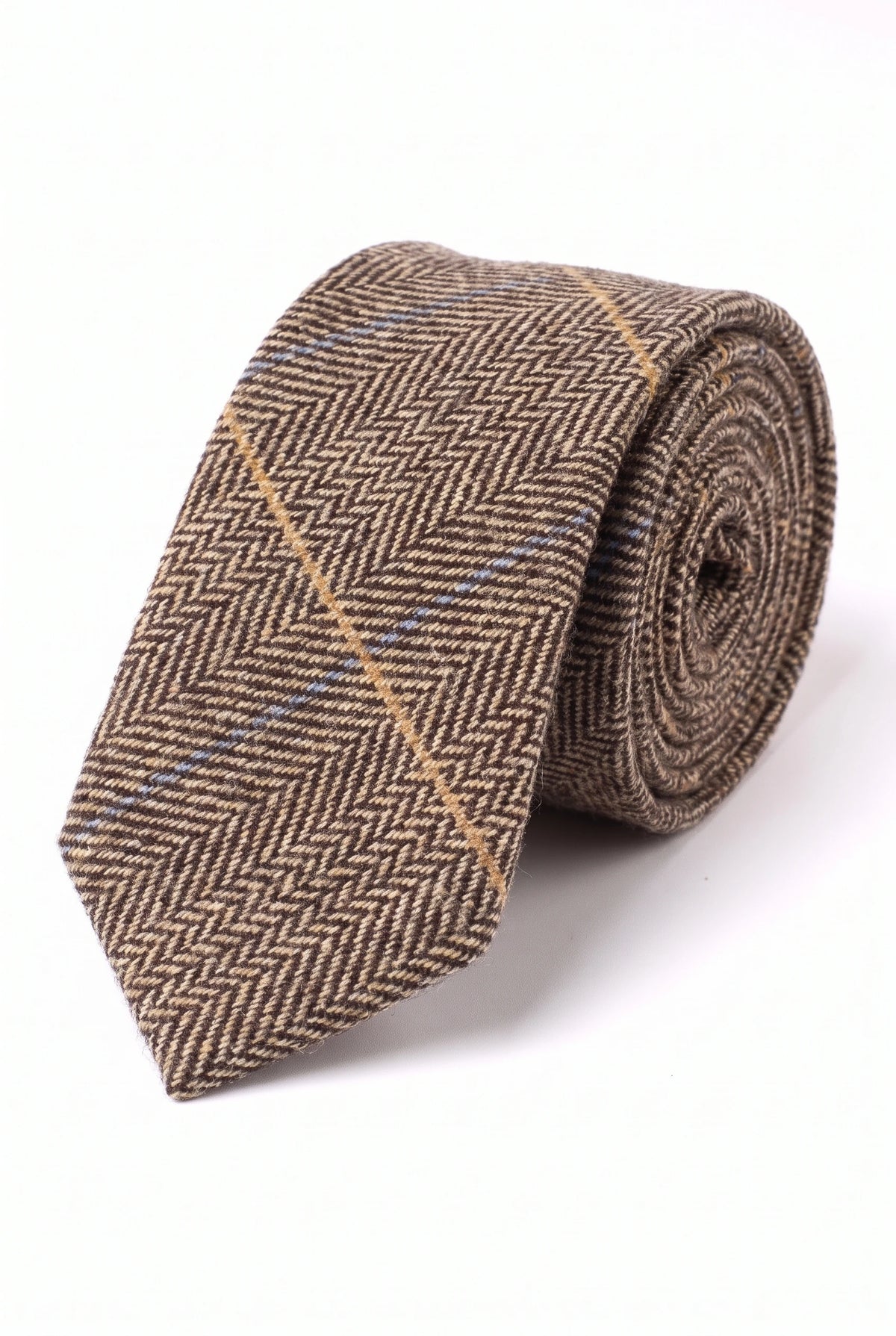Corbata de tweed de mezcla de lana marrón para hombre