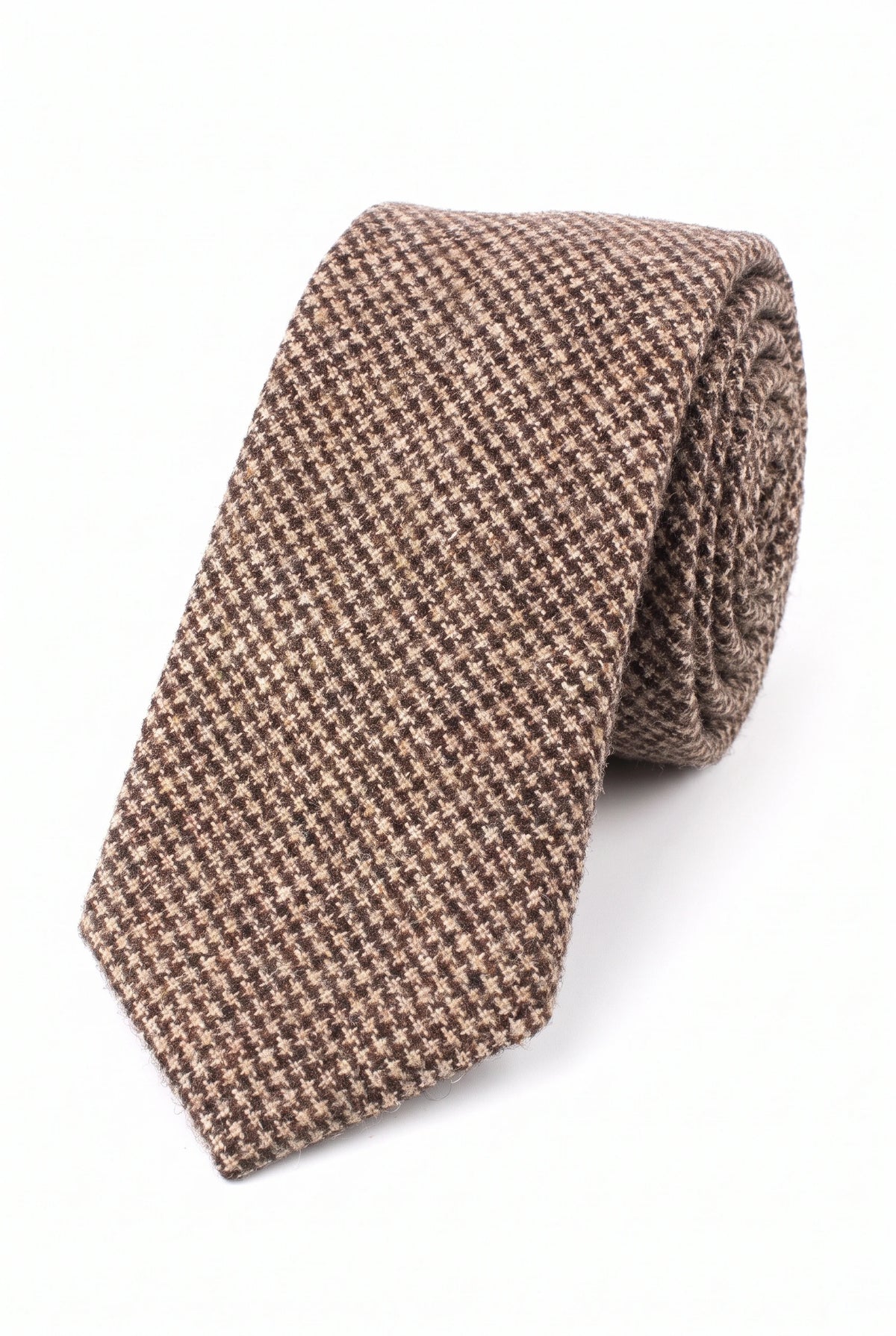 Corbata de tweed de mezcla de lana marrón para hombre