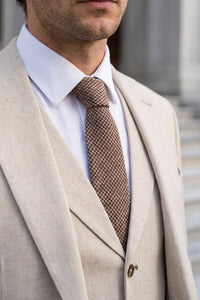 Corbata de tweed de mezcla de lana marrón para hombre