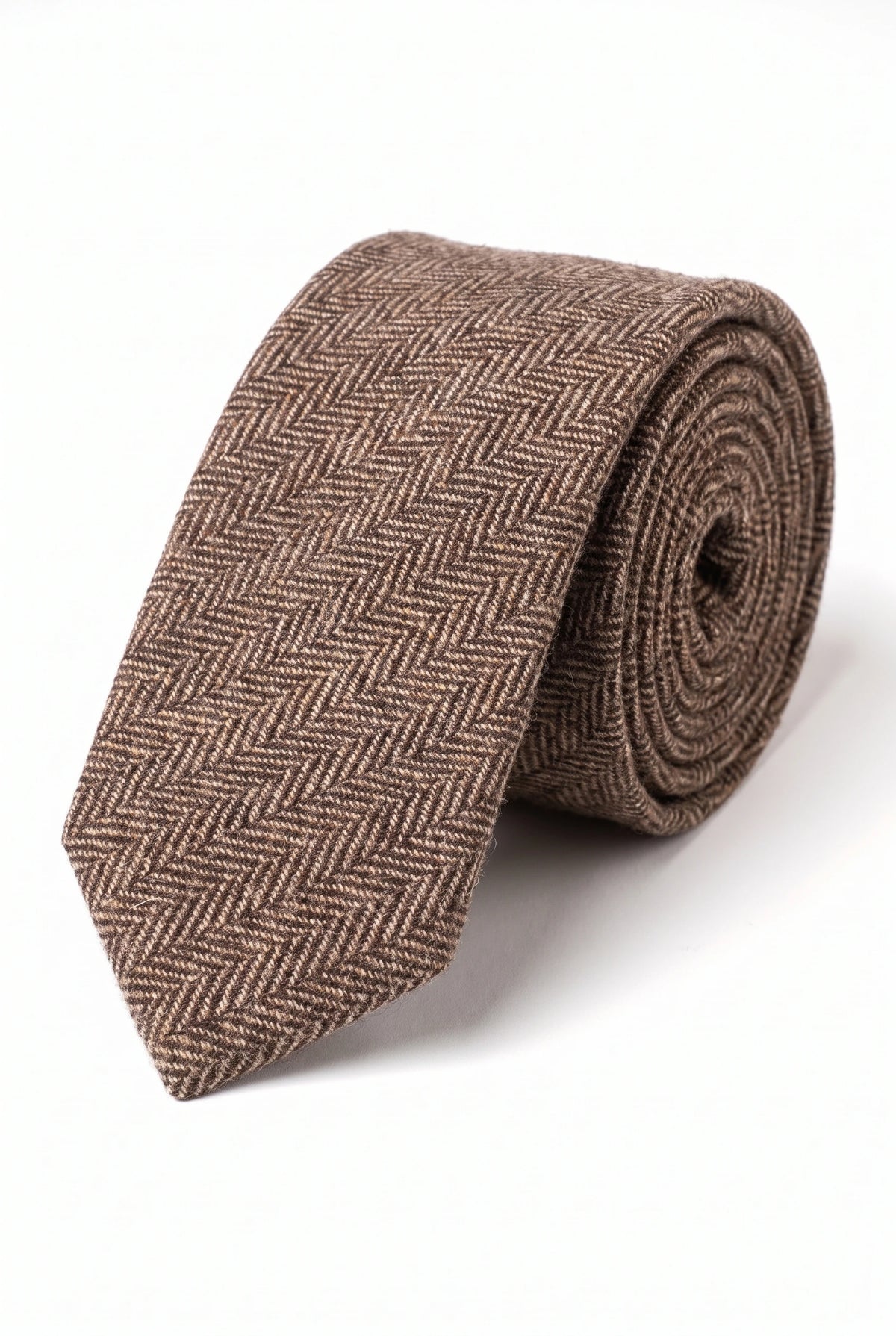 Corbata de tweed de mezcla de lana marrón para hombre