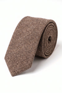 Corbata de tweed de mezcla de lana marrón para hombre