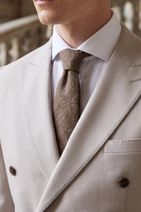 Corbata de tweed de mezcla de lana marrón para hombre