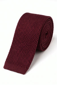 Corbata de punto burdeos para hombre
