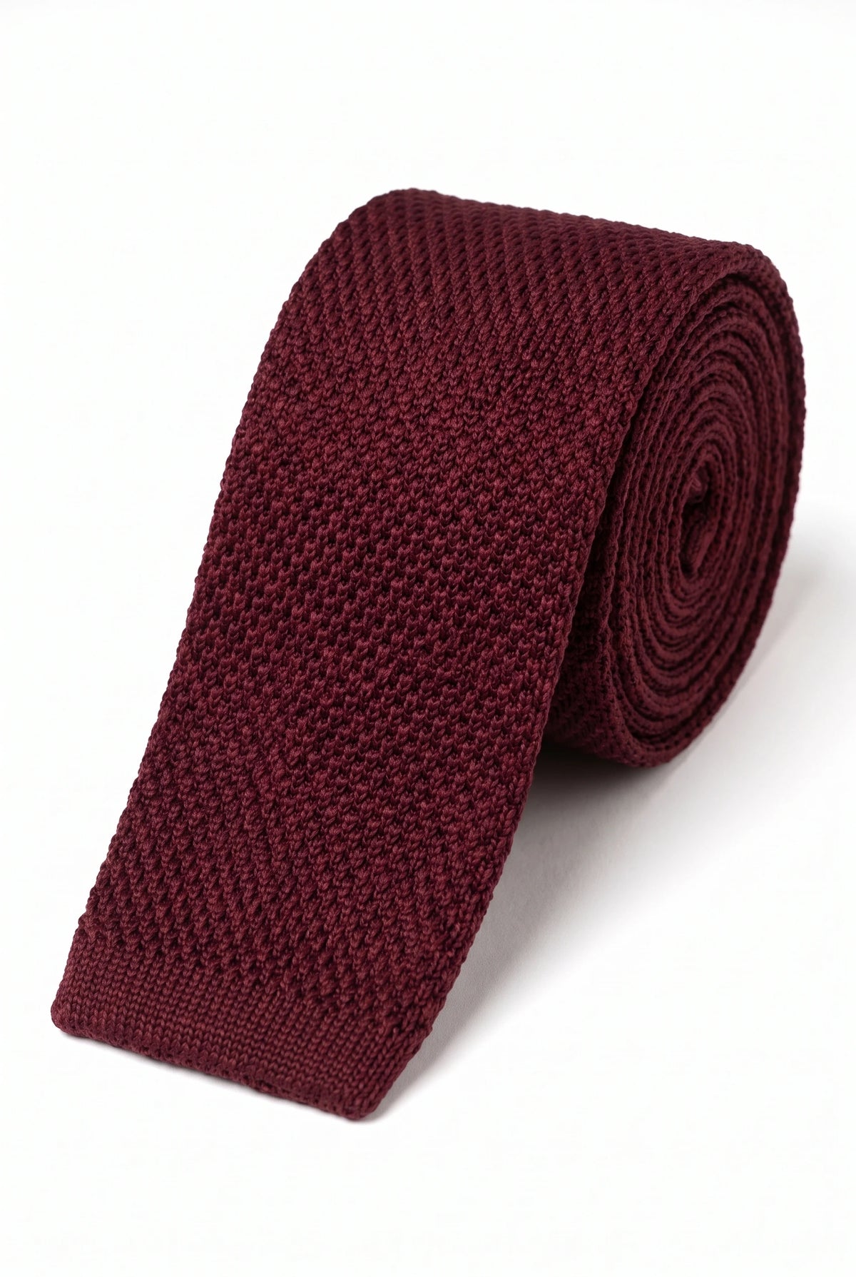 Corbata de punto burdeos para hombre
