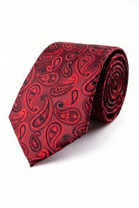 Corbata de hombre color burdeos con estampado paisley.