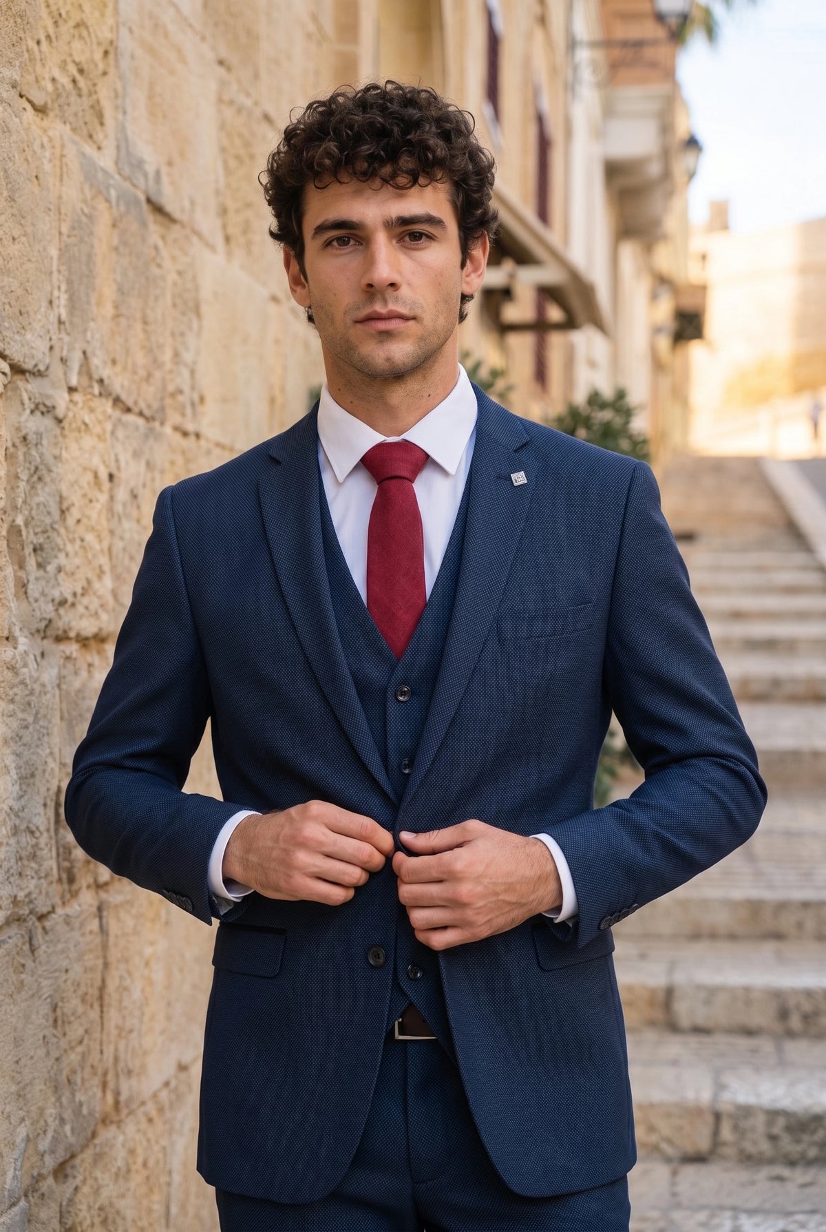 Corbata de hombre color burdeos con acabado de ante.
