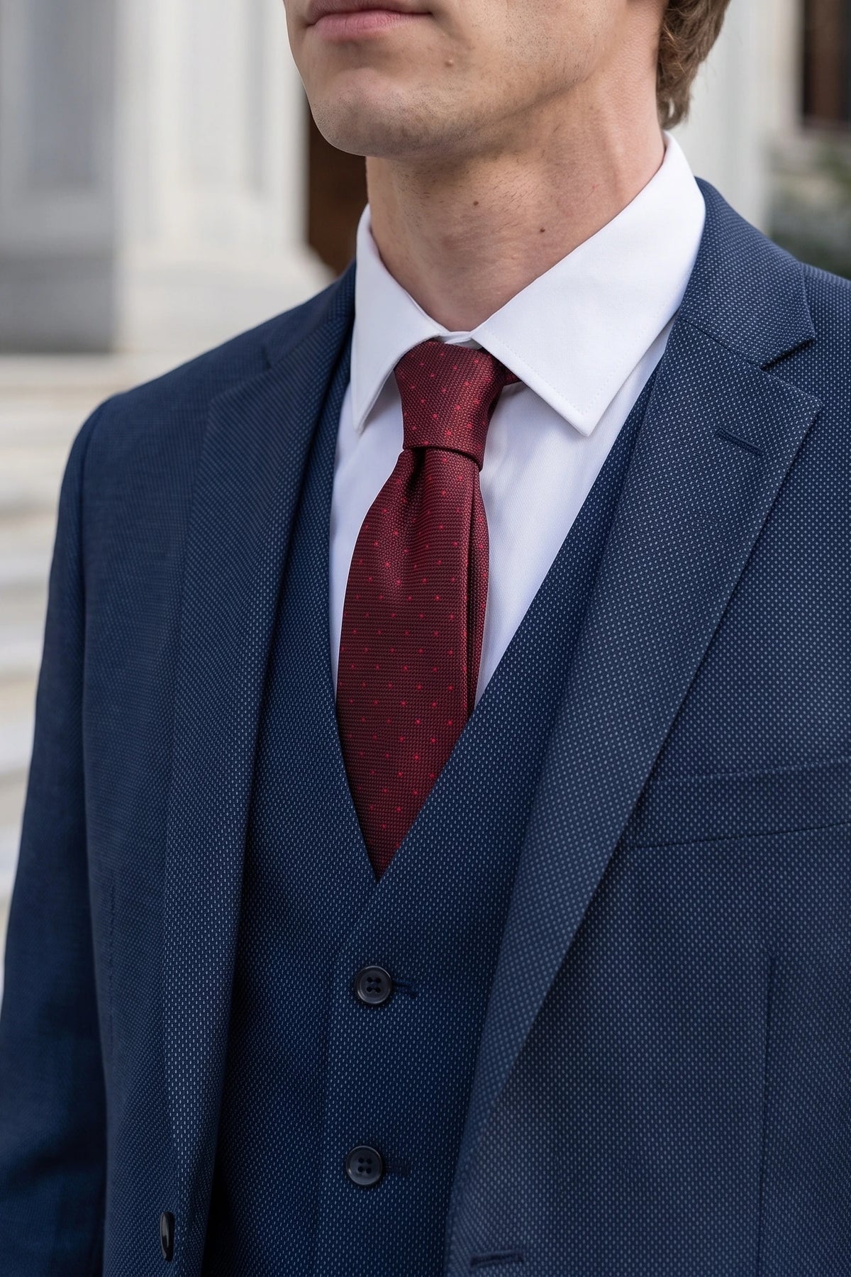 Corbata tejida texturizada color burdeos para hombre