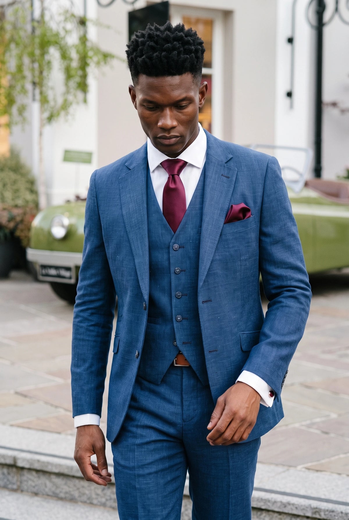 Conjunto de corbata burdeos para hombre