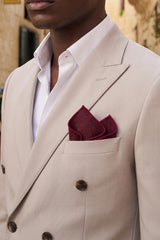 Pañuelo de bolsillo para hombre de mezcla de lana y tweed burdeos.
