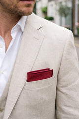 Pañuelo de bolsillo para hombre de mezcla de lana y tweed burdeos.