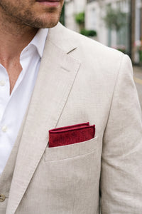 Pañuelo de bolsillo para hombre de mezcla de lana y tweed burdeos.