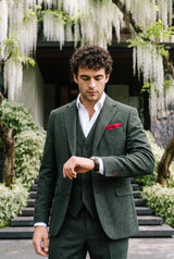 Pañuelo de bolsillo para hombre de mezcla de lana y tweed burdeos.