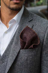 Pañuelo de bolsillo para hombre de mezcla de lana y tweed burdeos.