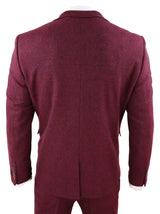 Traje de tres piezas de tweed color burdeos para hombre - STZ17