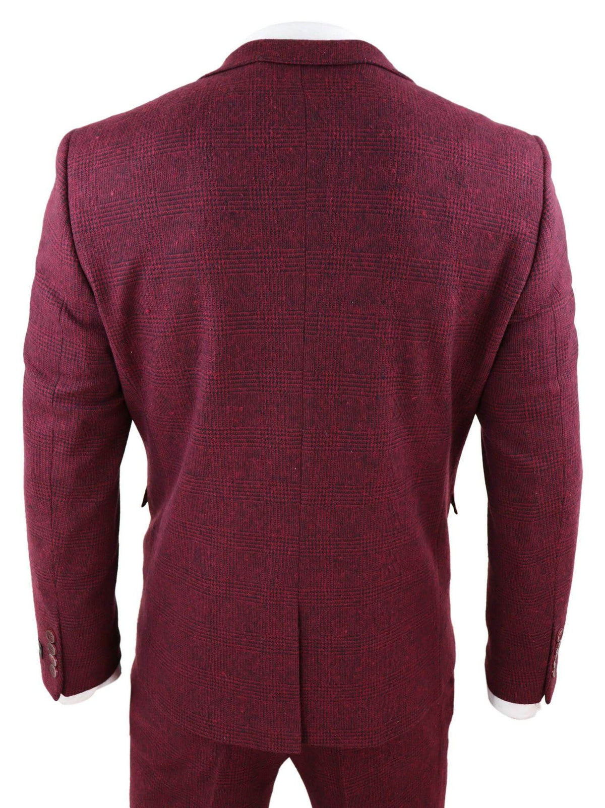 Traje de tres piezas de tweed color burdeos para hombre - STZ17