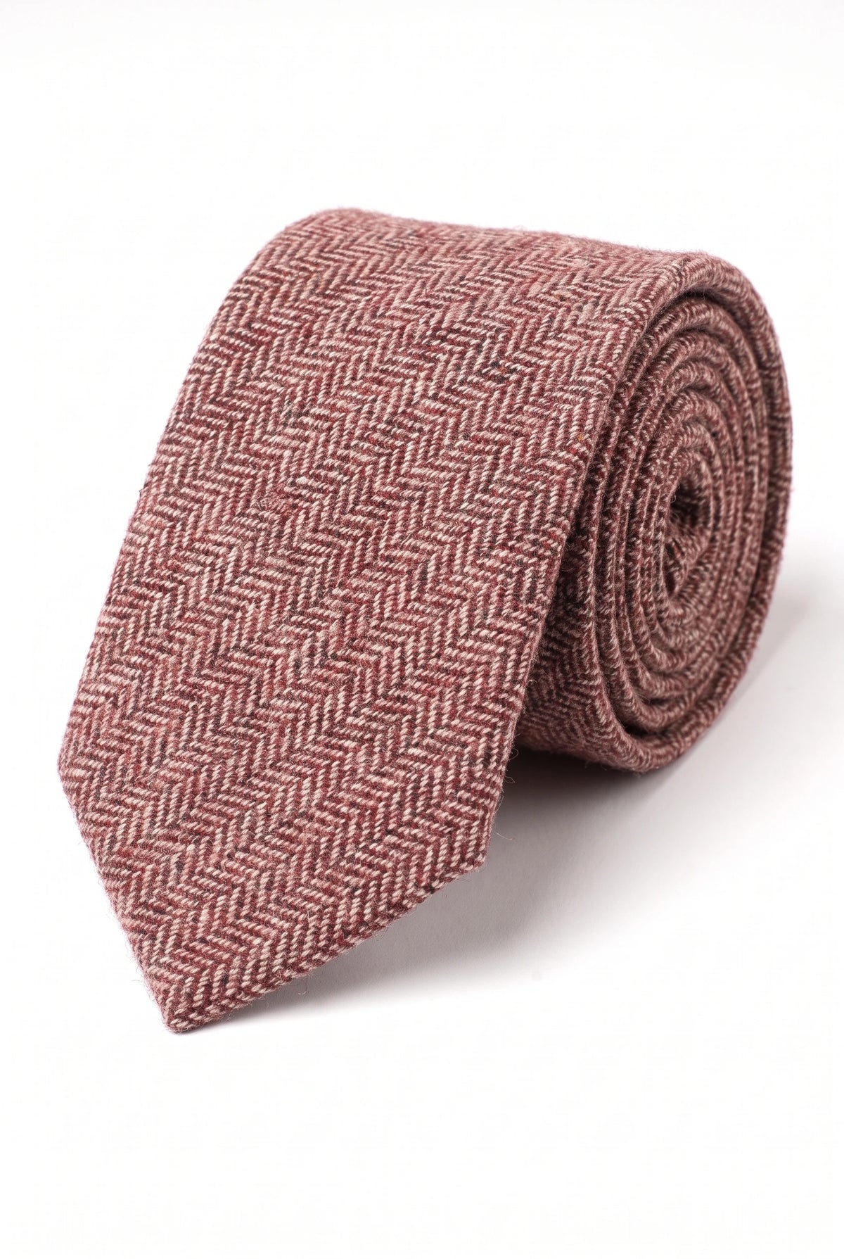 Corbata de tweed de mezcla de lana color burdeos para hombre