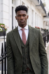 Corbata de tweed de mezcla de lana color burdeos para hombre