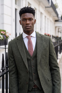 Corbata de tweed de mezcla de lana color burdeos para hombre