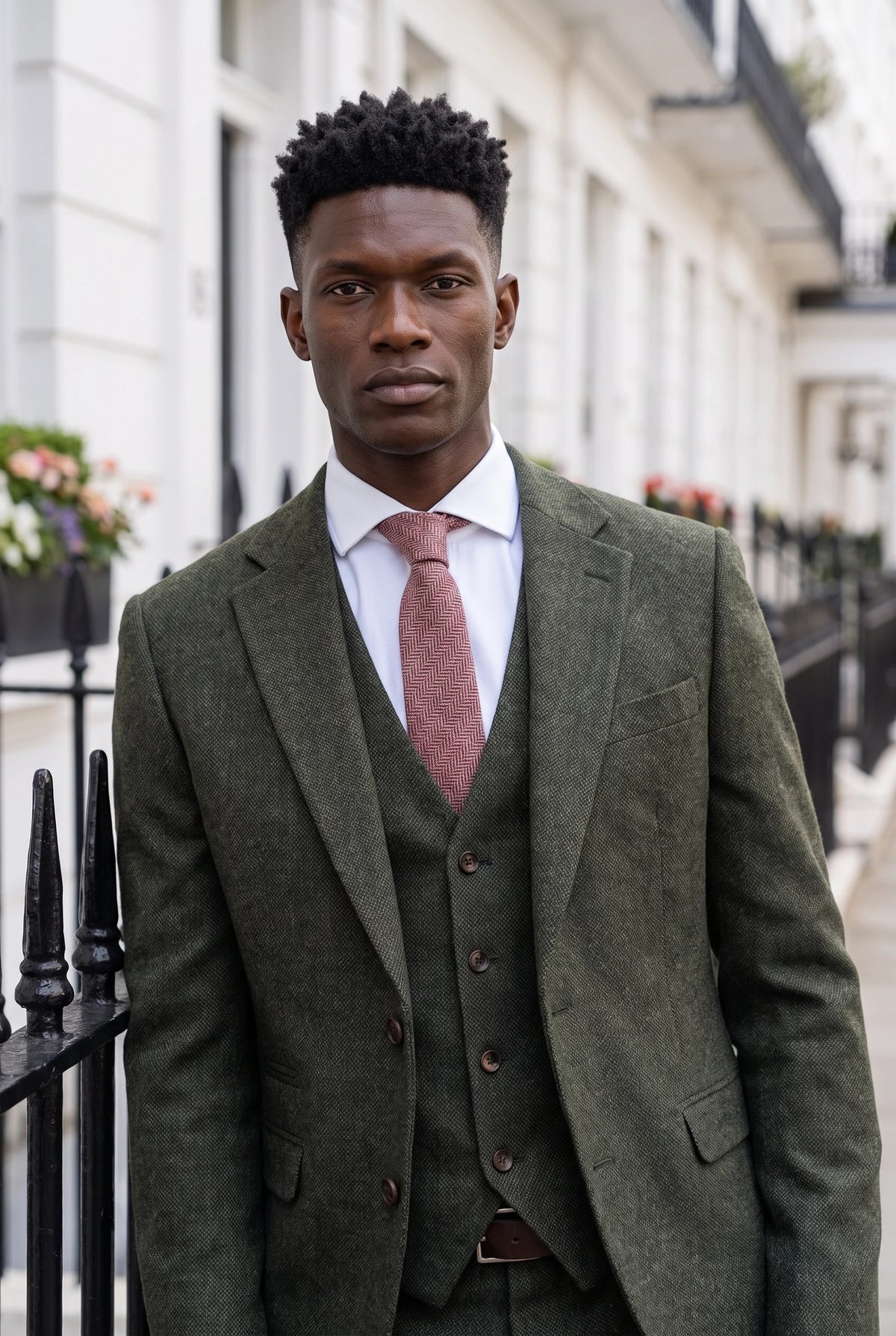 Corbata de tweed de mezcla de lana color burdeos para hombre