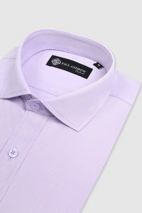 Camisa de vestir clásica para hombre con cuello abierto y puños dobles - Lila