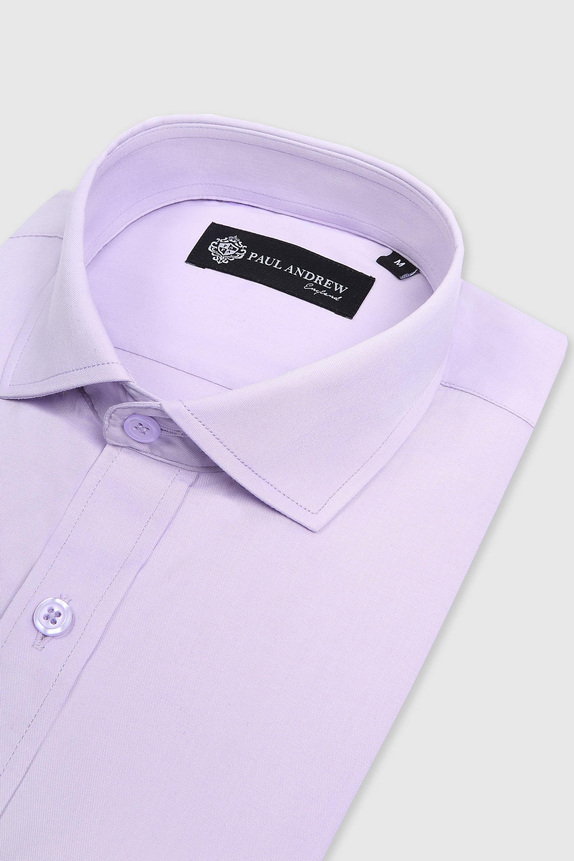 Camisa de vestir clásica para hombre con cuello abierto y puños dobles - Lila