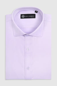Camisa de vestir clásica para hombre con cuello abierto y puños dobles - Lila