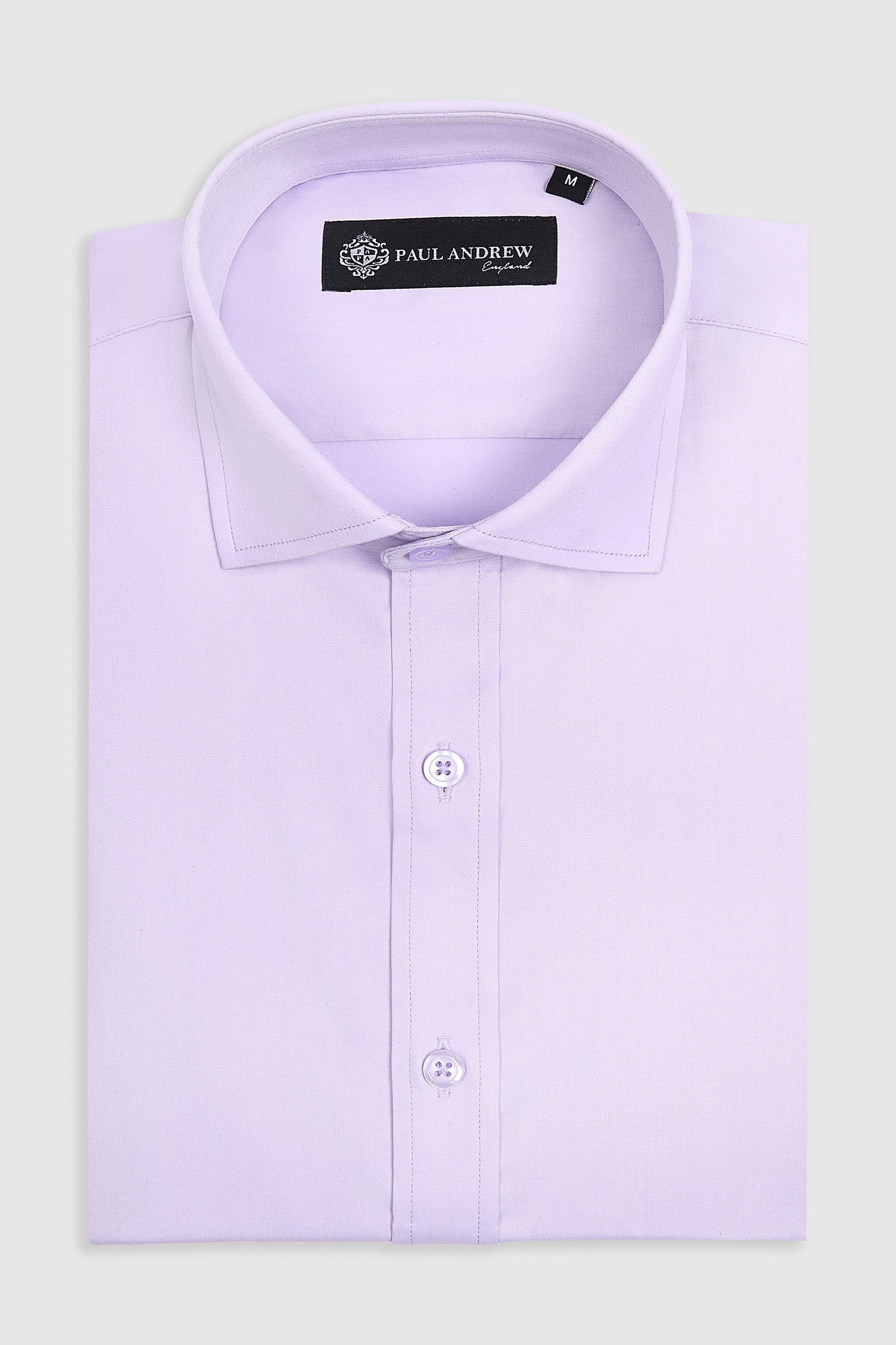 Camisa de vestir clásica para hombre con cuello abierto y puños dobles - Lila