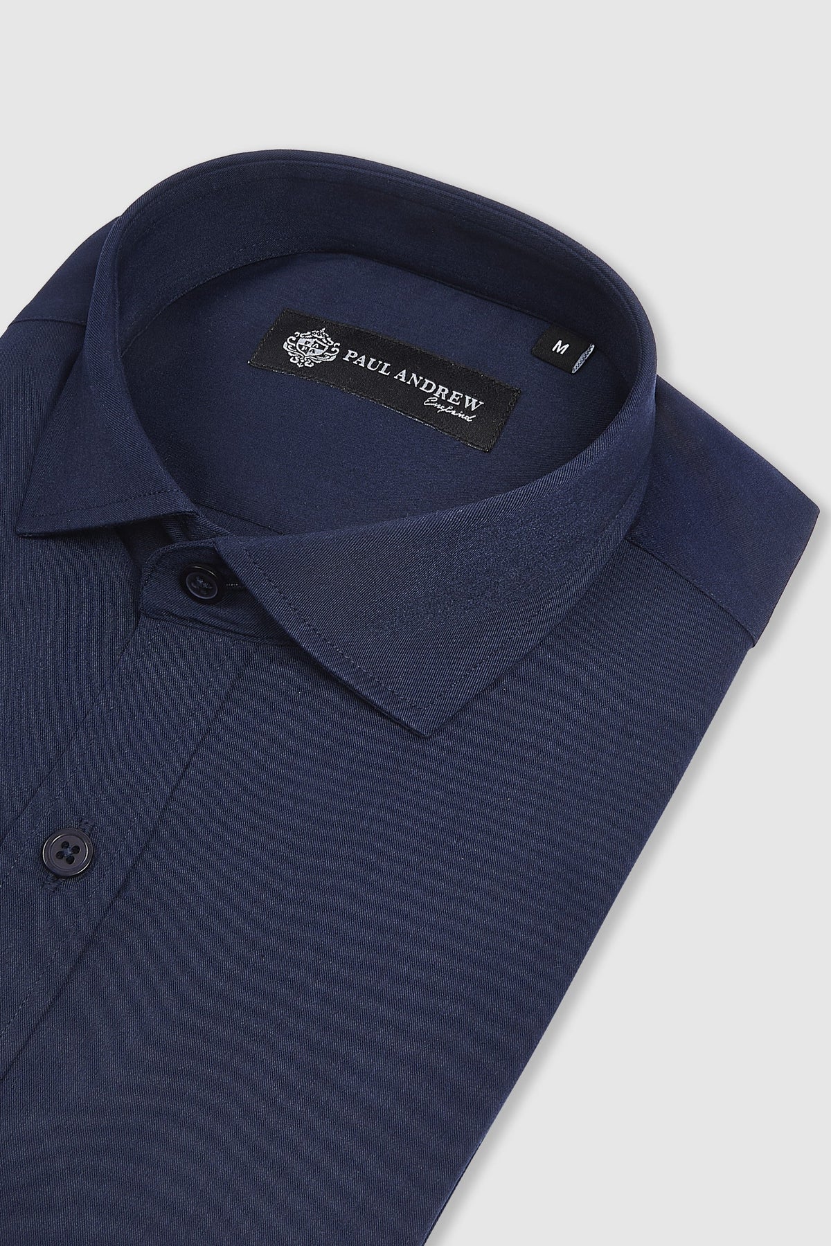 Camisa de vestir clásica para hombre con cuello abierto y puños dobles - Azul marino
