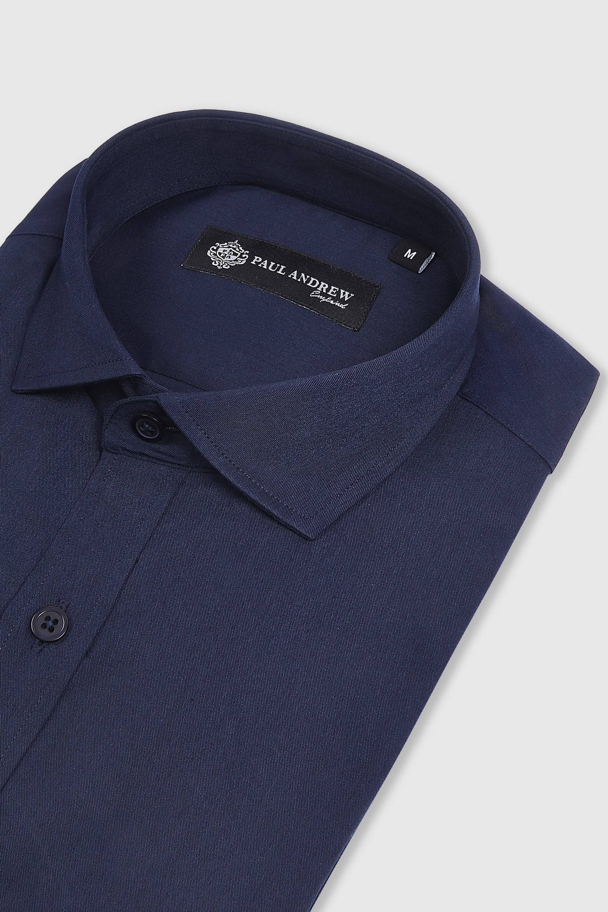 Camisa de vestir clásica para hombre con cuello abierto y puños dobles - Azul marino