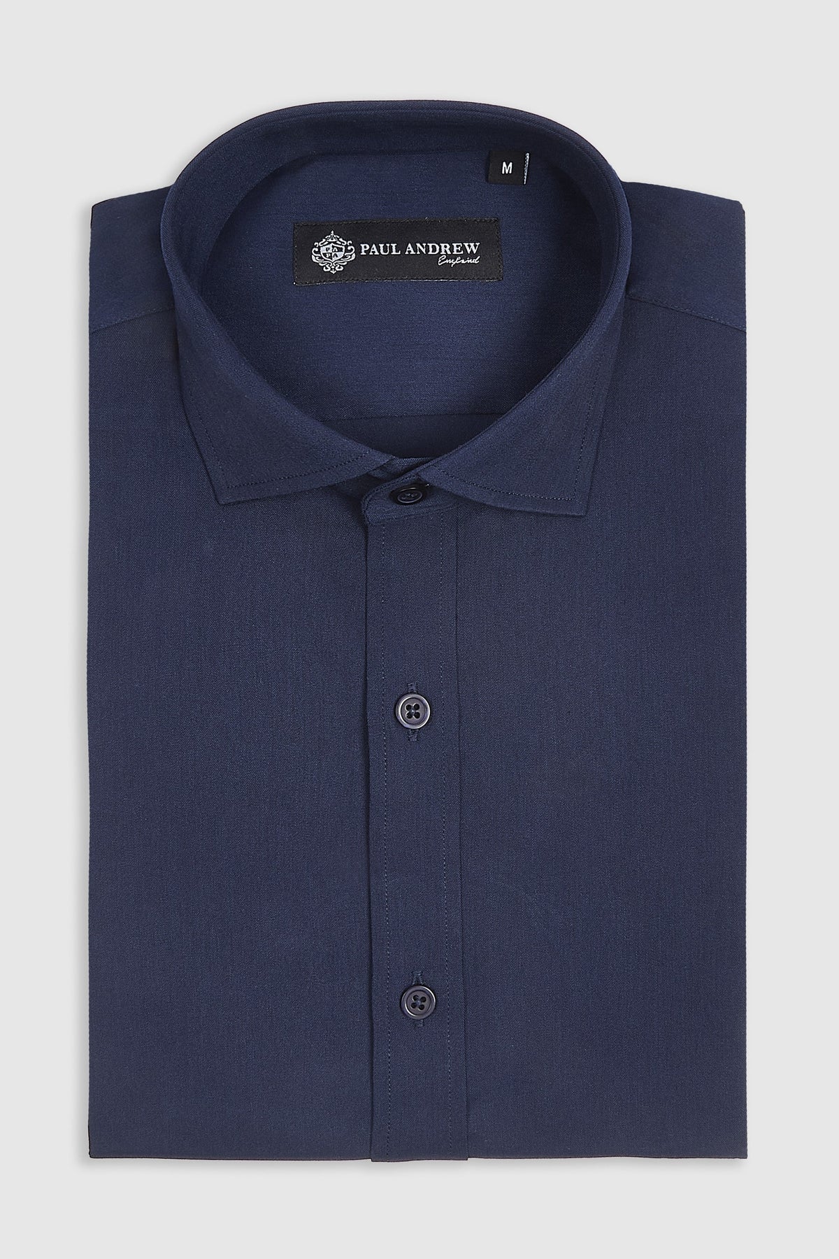 Camisa de vestir clásica para hombre con cuello abierto y puños dobles - Azul marino