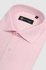Camisa de vestir clásica para hombre con cuello abierto y puños dobles - Rosa
