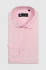 Camisa de vestir clásica para hombre con cuello abierto y puños dobles - Rosa