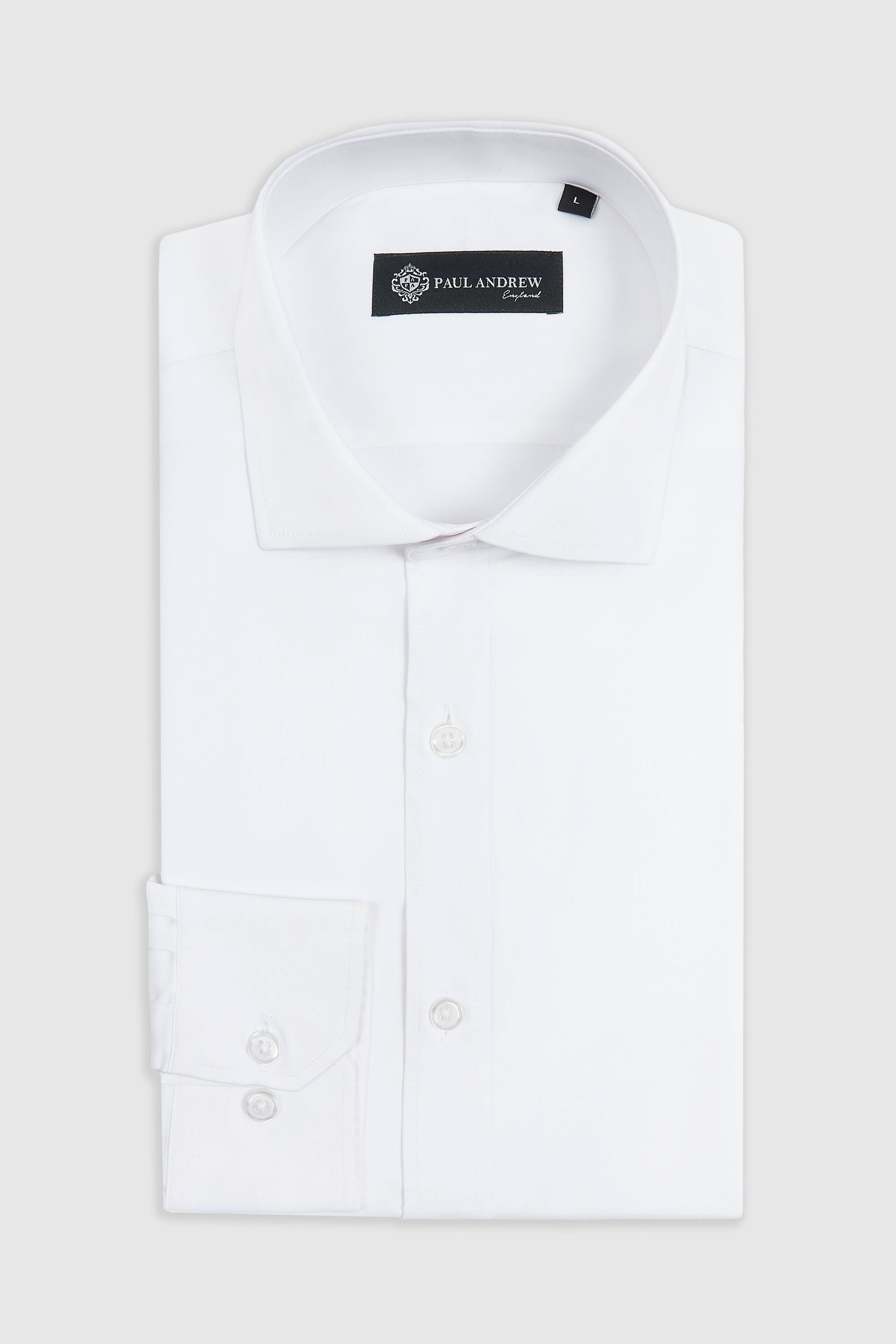 Camisa de vestir clásica para hombre con cuello abierto y puños dobles - Blanca