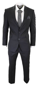 Traje formal clásico de dos piezas para hombre, color negro liso.