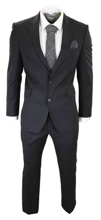 Traje formal clásico de dos piezas para hombre, color negro liso.