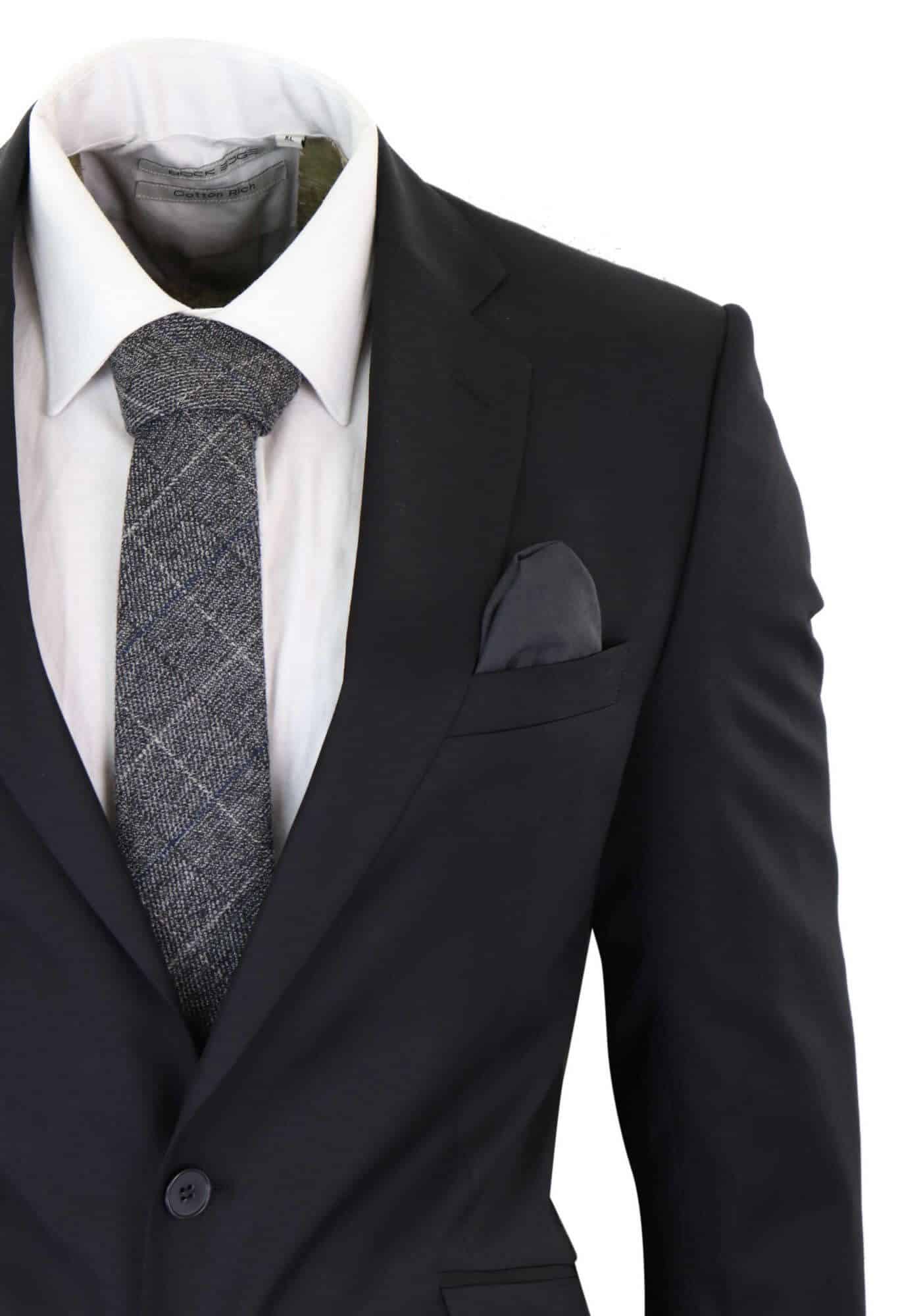 Traje formal clásico de dos piezas para hombre, color negro liso.