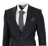 Traje formal clásico de dos piezas para hombre, color negro liso.