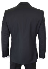 Traje formal clásico de dos piezas para hombre, color negro liso.