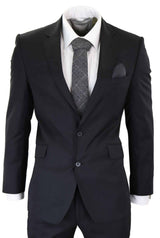 Traje formal clásico de dos piezas para hombre, color negro liso.