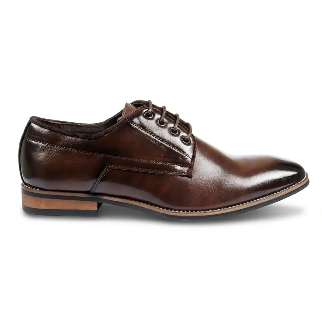 Zapatos Derby clásicos de hombre con cordones y punta lisa